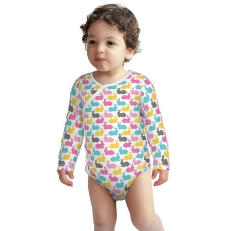 

Fotbe Colorful Rabbit Pattern Unisex-baby Long-sleeve Bodysuit Long Sleeve Bodysuits One-piece 100% Organic Cotton for Infant Baby Boys Unisex-3 Months