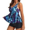 Women's Tropical V neck Multicolor Tankinis XL