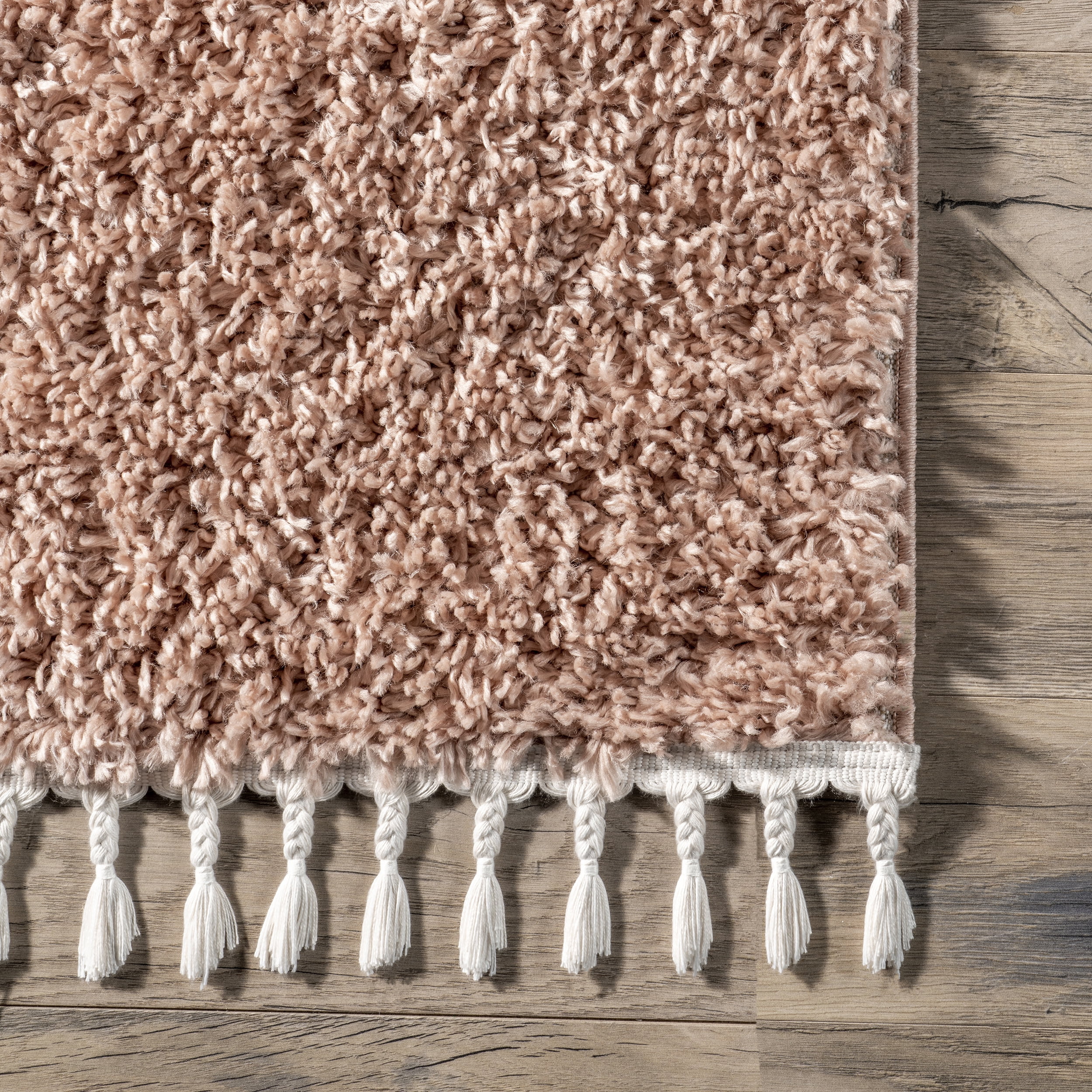 nuLOOM Neva Modern Tasseled Shag Blush 8' 10" x 12' Modern Area Rug