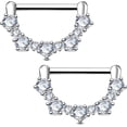 thumbnail image 1 of 2PCS 14G Nipple Rings, 316l Surgical Steel Nipple Piercing Jewelry, Round Clear Nipple Barbells, Clicker Nipple Rings For Women- Silver/Gold Silver, 1 of 5