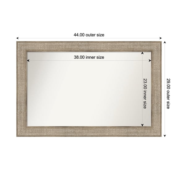 Amanti Art Custom Wall and Bathroom Mirror (29 x 44 in.), Trellis Silver Frame