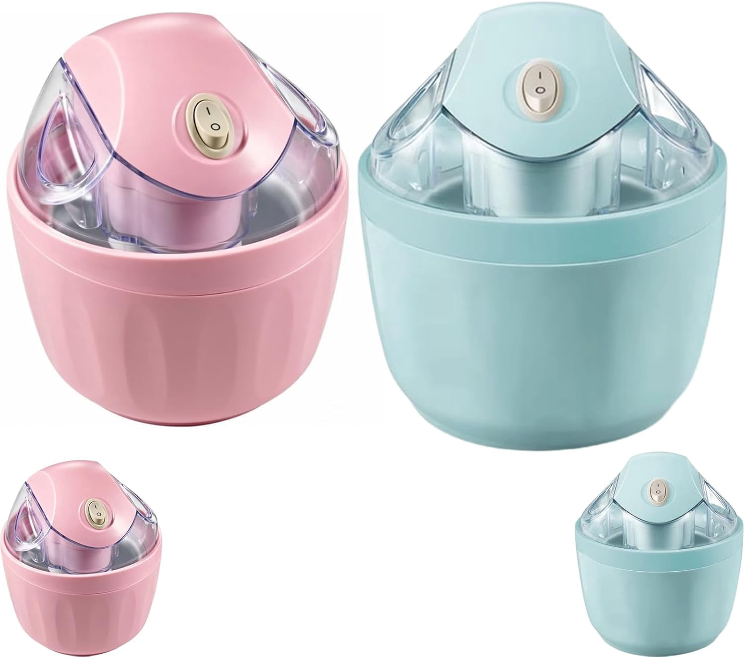 Small Home Mini Ice Cream Maker – Compact Electric Ice Cream Machine, Easy-to-Use, Pink & Blue Color Options, Portable DIY Ice Cream Machine for Home, Easy One-Touch Dessert Maker for Families (Cyan)
