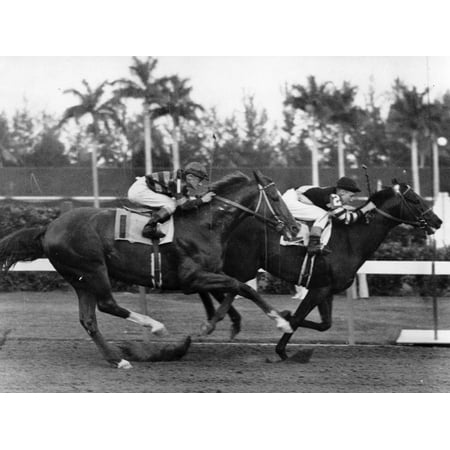 Hialeah Home For Sale War Admiral Racing to the Finish at Hialeah Park, Miami, 1939 Print Wall Art ()