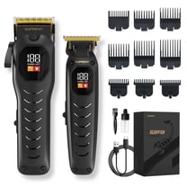 Professional Hair Clipper for Men, Barber Hair Clipper Set, Professional Cordless Hair Clipper with Zero Gap Hair Trimmer Combo with LED Display,9 Premium Guards kit for Men(Black)