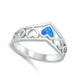 thumbnail image 4 of CHOOSE YOUR COLOR Blue Simulated Opal Chevron Promise Heart Ring .925 Sterling Silver CZ Female Size 9, 4 of 4