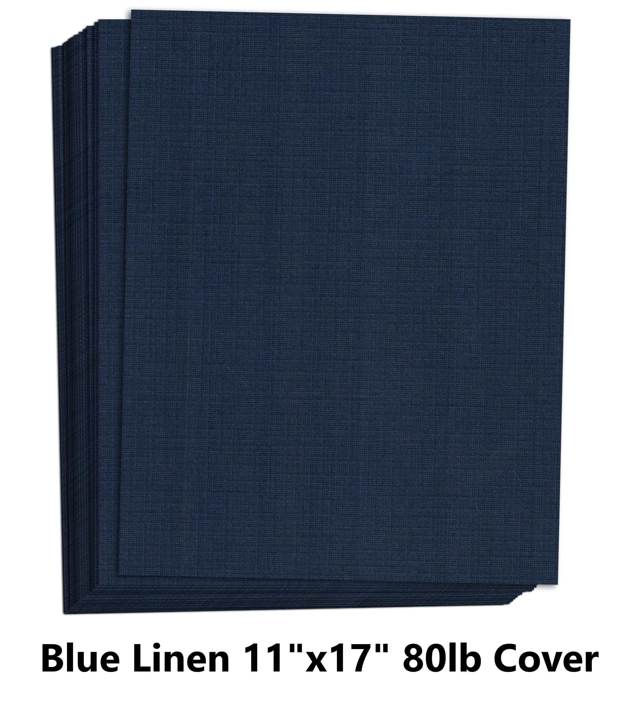Hamilco Blue Linen Textured Cardstock Thick Paper - 11 x 17" Heavy Weight 80 lb Cover Card Stock - 25 Pack