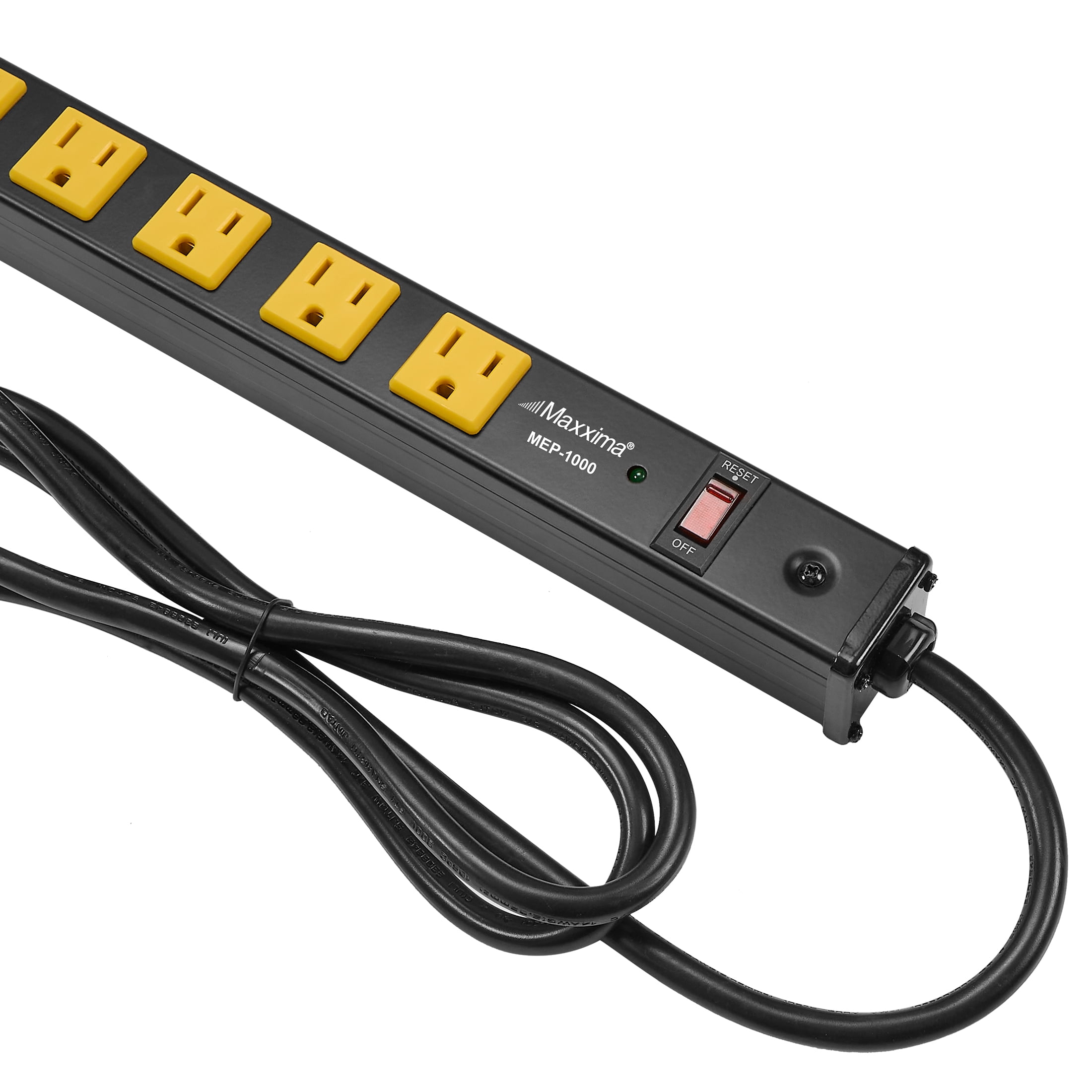 Maxxima 10 Outlet Heavy Duty Power Strip with USB Type-C/A Charging Ports, 1000J Surge Protection, 6ft. Extension Cord, 15A