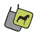 thumbnail image 2 of Caroline's Treasures Friesian Horse Green Pair of Pot Holders, 2 of 3