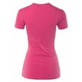 thumbnail image 3 of A2Y Women's Junior Fit Basic Solid Cotton Short Sleeve Crew Neck T Shirt Tee Tops Fuchsia L, 3 of 3
