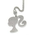 thumbnail image 3 of 14K Gold Finish Simulated Diamond Custom Iced Out Bling Lady Face Bun Charm Pendant Necklace, Birthday Gift, Gift for her, Free Chain, 3 of 5
