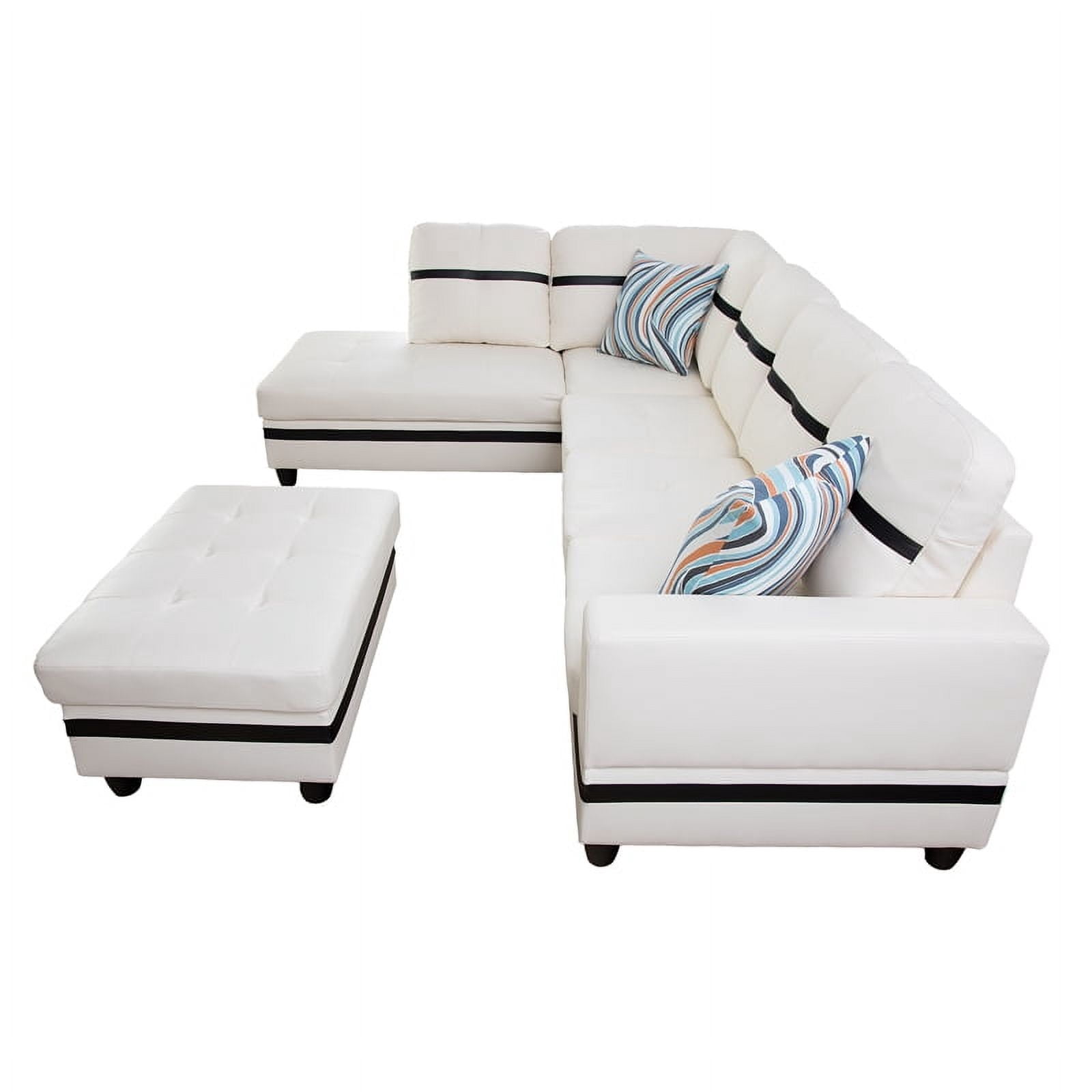 Irene Inevent 3-Piece Leather Sofa Set, Semi PU Synthetic Leather Couch Living Room Sofa Set for Bedroom, Apartment, Office, White And Black