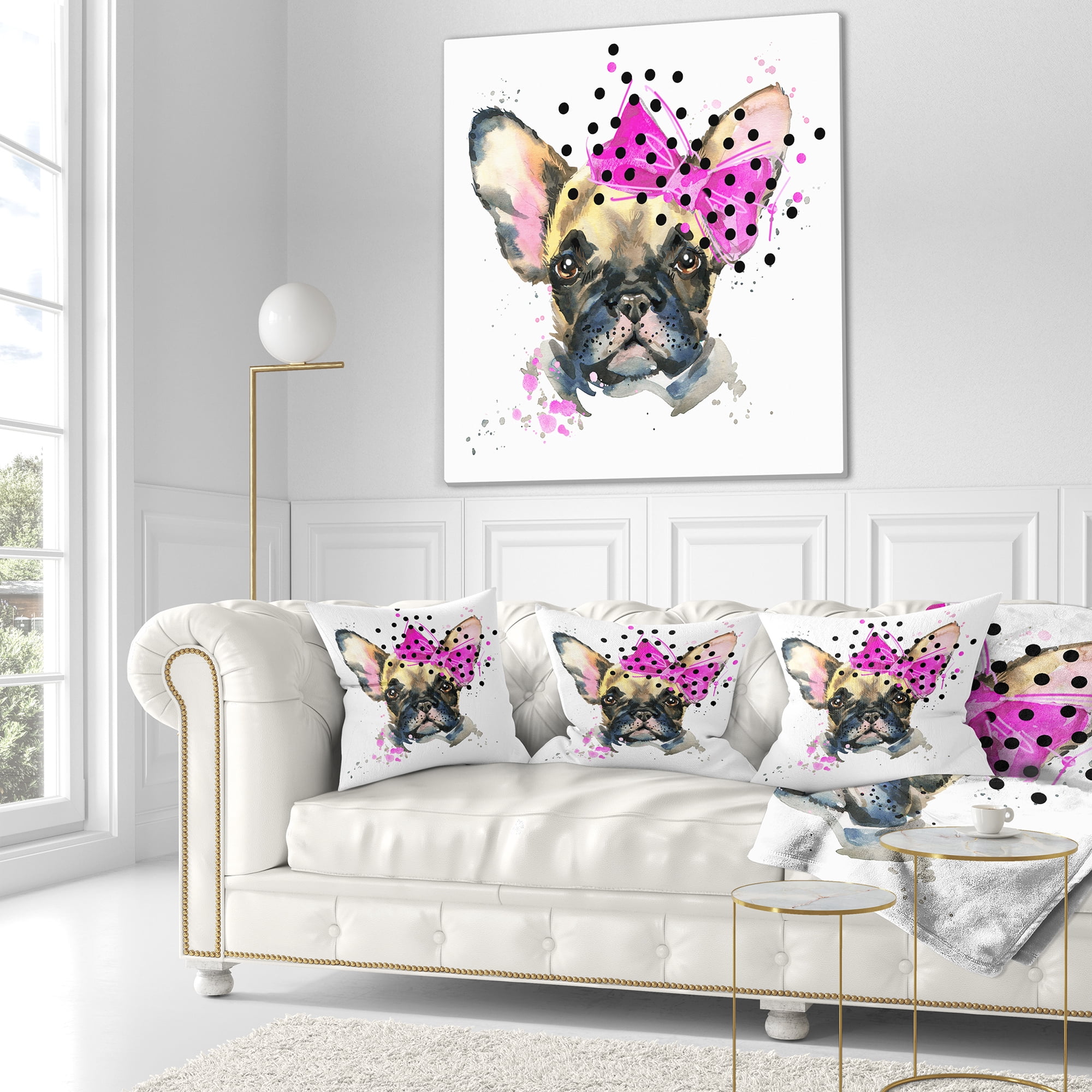 Designart Fashionable French Bulldog - Animal Throw Pillow - 16x16