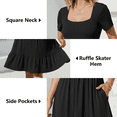 thumbnail image 4 of SOMER Women’s Dress Square Neck Sundress Short Sleeve Formal Ruffle Flowy Business Casual Midi Dress with Pockets 2026 Spring Black XL, 4 of 7