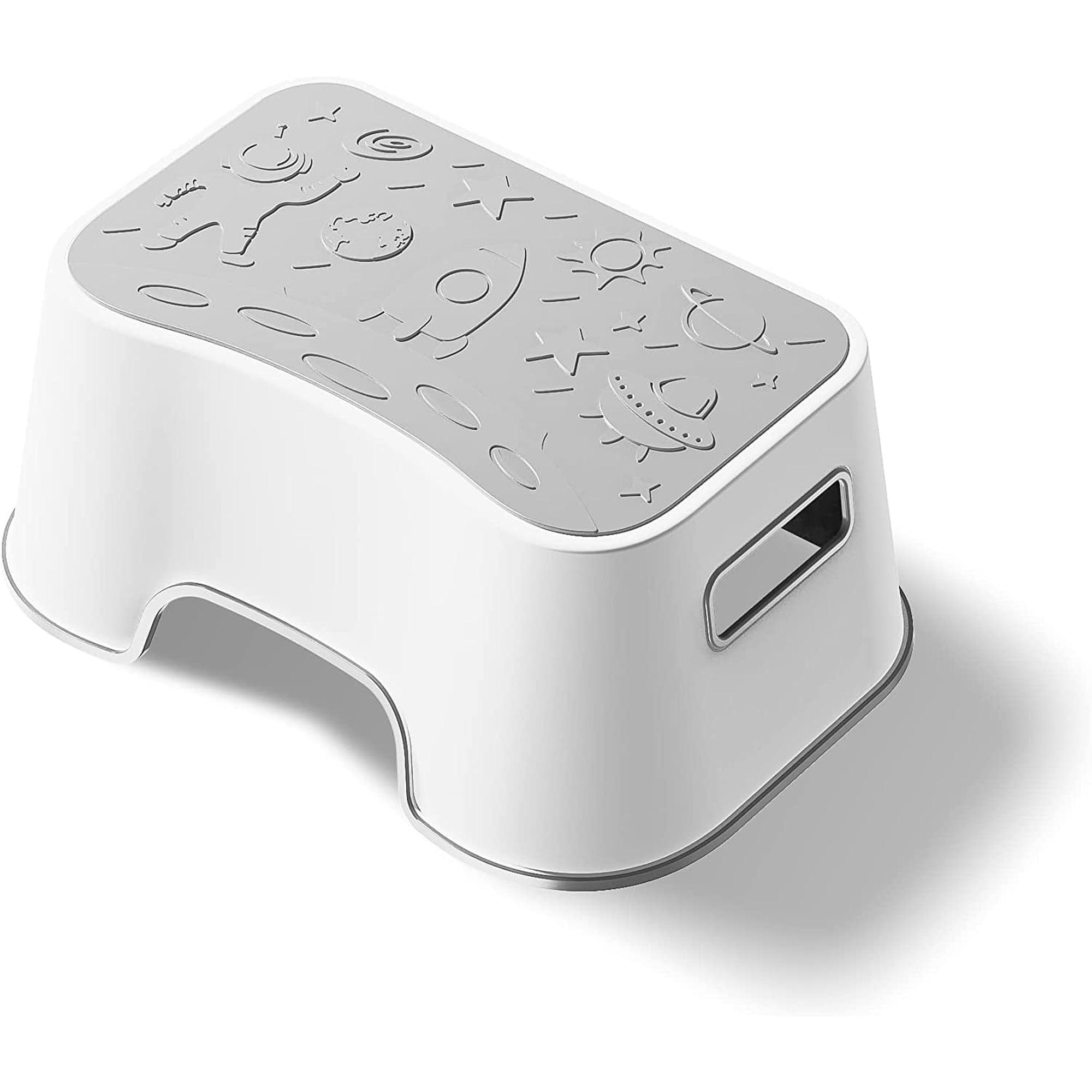 Tivkeber Non-Slip Step Stool for Kids & Adults, 200 lbs Capacity, Potty Training, Better Posture for Bathroom & Sink Use (Gray White)