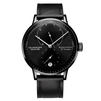 GUANQIN Men Calendar Energy Reserve Analog Automatic Self-winding Mechanical Business Wrist Watch with Stainless Steel or Leather Band Sapphire Crystal Mirror Waterproof Vintage Clock Man