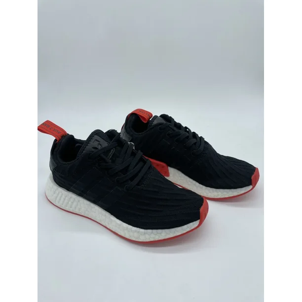Ad-id-as NMD R2 Primeknit Core Black Red BA7252 Running Shoes Mens Sz 5 Wmn Sz 6.5