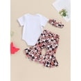 thumbnail image 4 of Bagilaanoe 3pcs Newborn Baby Girl Pants Set Short Sleeve Romper Tops + Butterfly Print Flare Trousers + Headband 3M 6M 12M 18M Infant Casual Clothes, 4 of 7