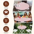 thumbnail image 7 of Pink Striped Round Tablecloth, Fitted Table Cover with Elastic for 36"-44" Round Tables, Modern Simple Farmhouse Beige Vintage Table Cloth Outdoor Indoor Dinning Party Waterproof Tablecloths, 7 of 7