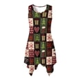 thumbnail image 4 of FUIALDOLG Merry Christmas Theme Plaid Women's Sleeveless Beach Dress Trendy Pleated Sundress Round Neck Asymmetric Dresses Christmas Dresses for Xmas Party New Year,S, 4 of 7
