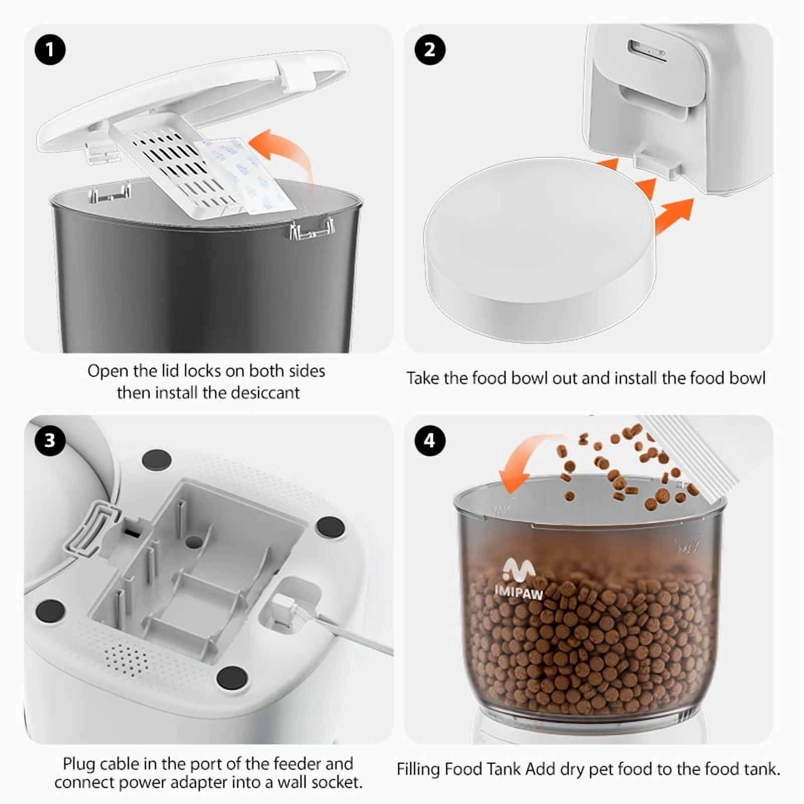 IMIPAW 4L WIFI Automatic Cat Feeder Smart Pet Feeder Cat Food Dispenser with App Remote Control