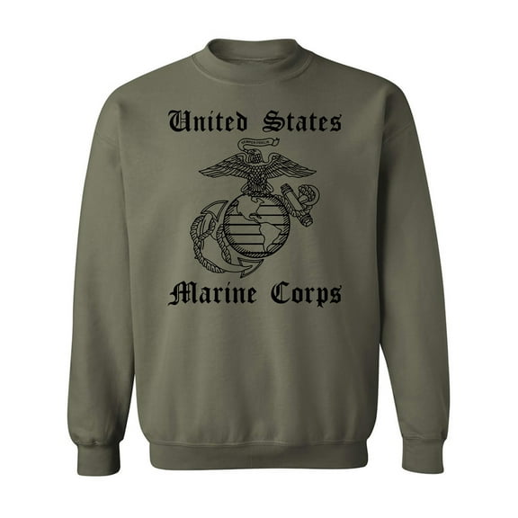 USMC Semper Fi Eagle Globe & Anchor Crewneck Sweatshirt in Military Green