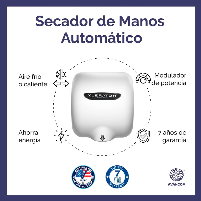 ハンドドライヤー Xlerator Automatic Hand Dryer, White Thermoset Fiberglass, 110