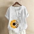 thumbnail image 2 of Pompotops Chemise Ample Décontractée à Manches Courtes et Col Rond pour Femmes, Imprimé Floral, Été, 2 of 5