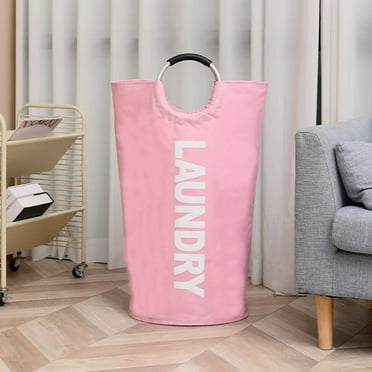 Fabric Laundry Bag Large Foldable Clothes Hamper | 115L Heavy Duty Cloth Basket with Aluminum Handle Soft Grip | Dirty Laundry Storage Organizer Tote | Portable Space-Saving Laundry Bin 17" x 31"