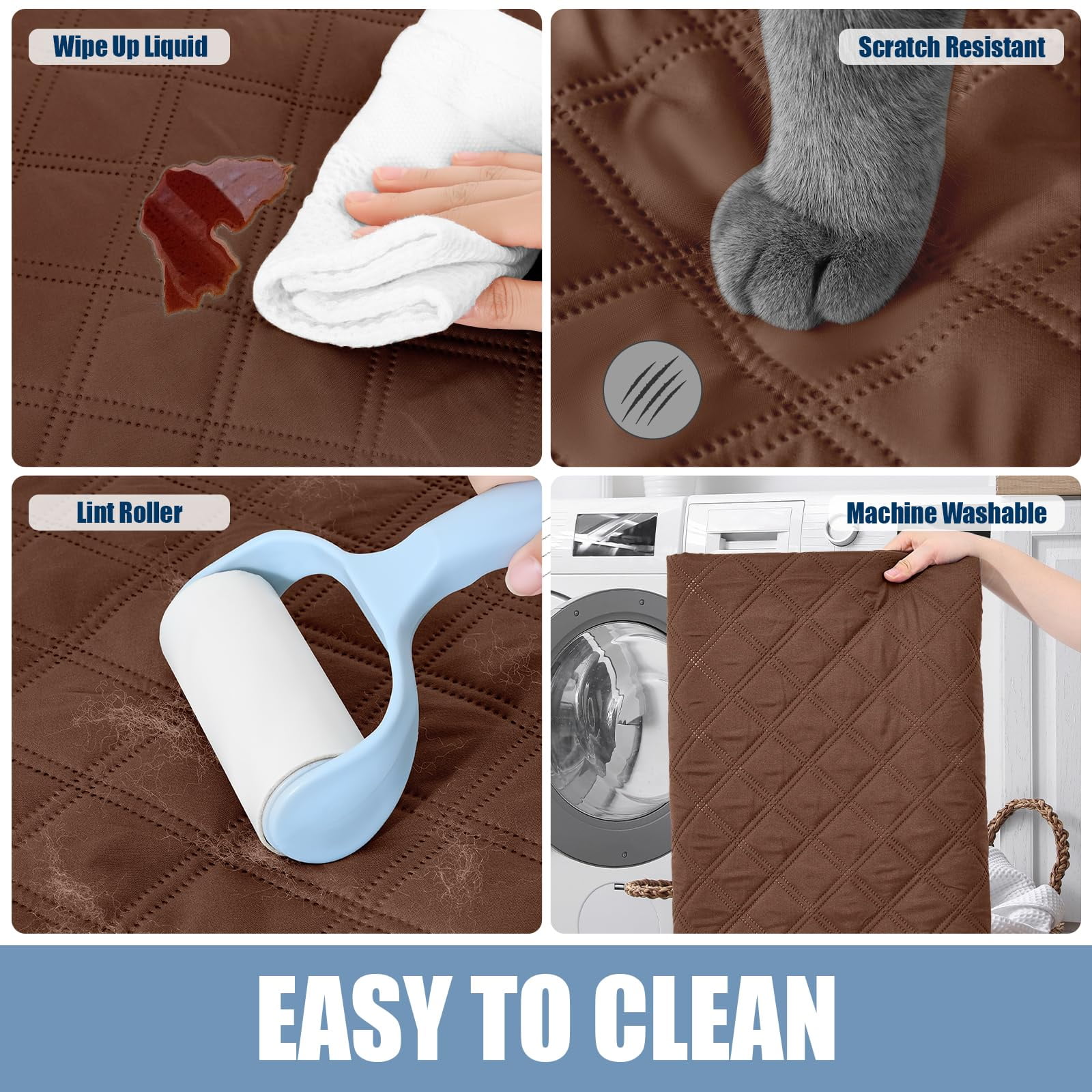 Smiry Waterproof Pet Couch Covers, Washable Dog Blankets for Couch & Bed, Reversible Sofa Cover for Living Room (52x82 Inch, Brown/Chocolate)