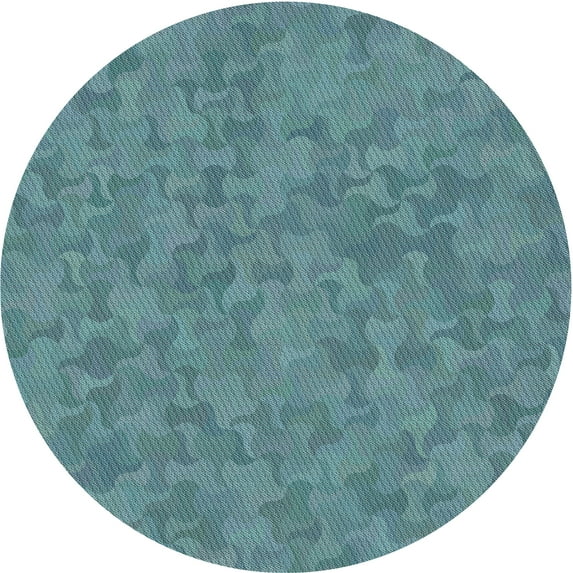 Ahgly Company Indoor Round Patterned Blue Novelty Area Rugs, 7' Round