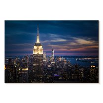 Elephant Stock Ny Empire State Building Wall Art - Horizontal Canvas Wall Art - Hallway Wall Decor - Architecture Canvas - Blue And Black Decor - 48" x 32"