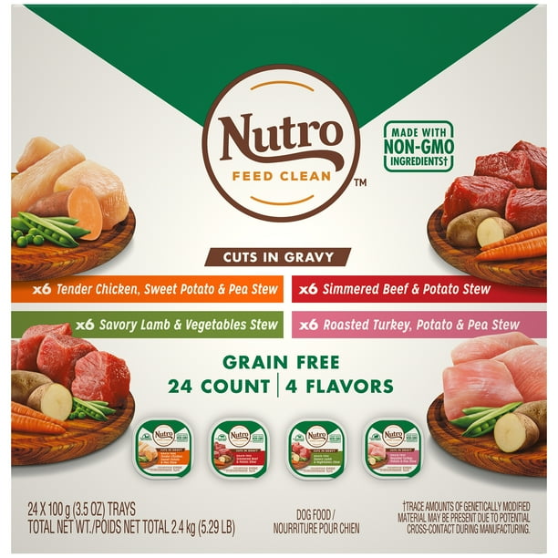 NUTRO Grain Free Wet Dog Food Cuts in Gravy Variety Pack Beef, Lamb