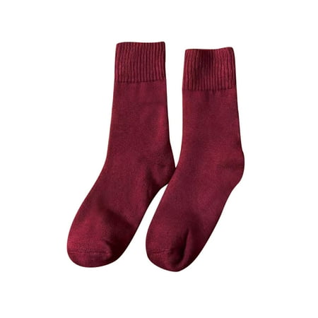 

Heiheiup Women Autumn And Winter Thickened Warm Solid Color Socks Multicolor Mid Tube Socks Women Socks