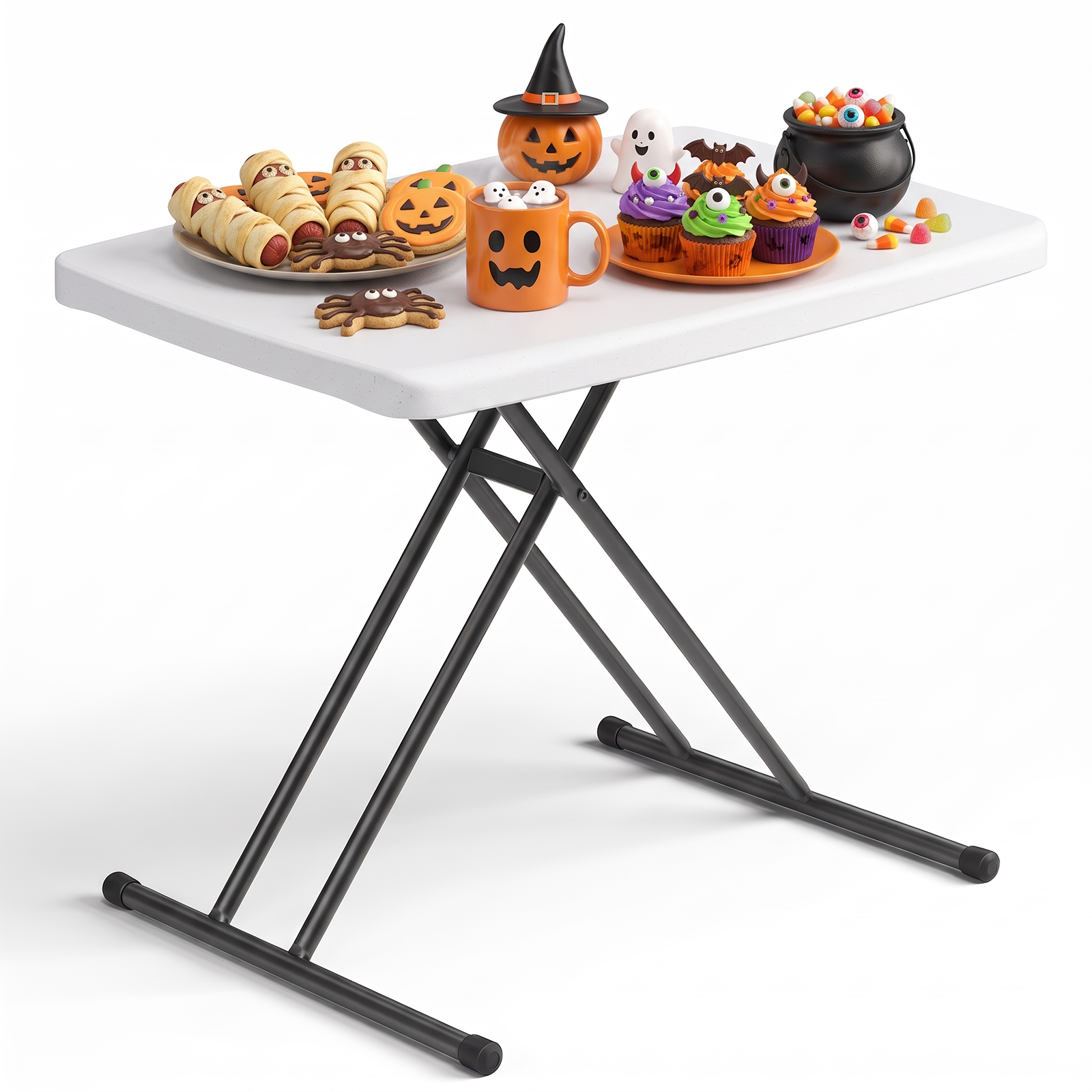 Wasuhe 30" Folding Table with Height Adjustment, White photo 1