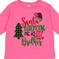thumbnail image 4 of Inktastic Santa is Promoting Me to Big Brother Green Plaid Tree Boys Long Sleeve Toddler T-Shirt, 4 of 5