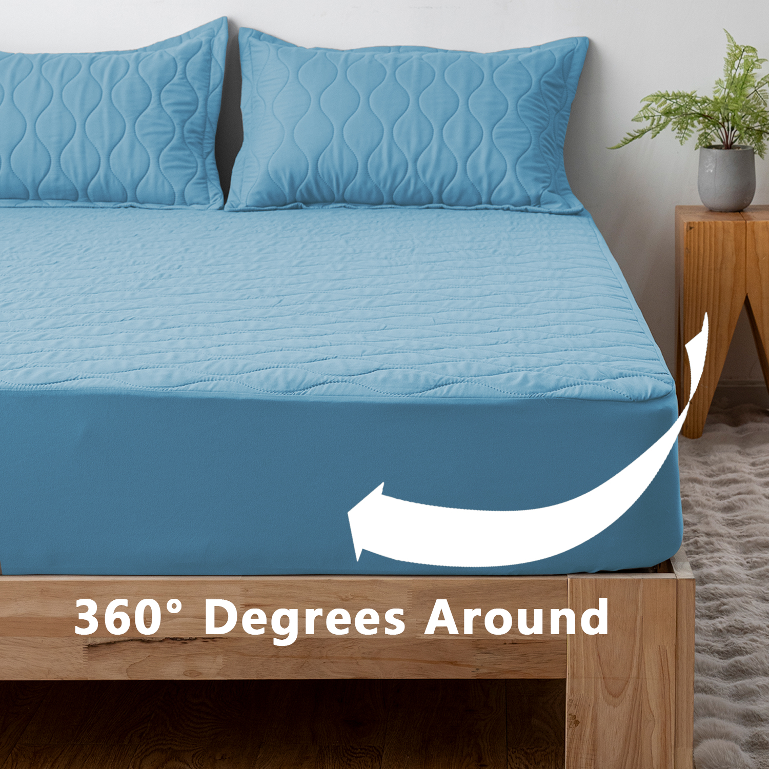 Waterproof Mattress Protector, Noiseless Full Size Mattress Pad with Deep Pocket Fitted Up to 11",Breathable Fitted Sheet Quilted Mattress Pad Cover (Black,Full)