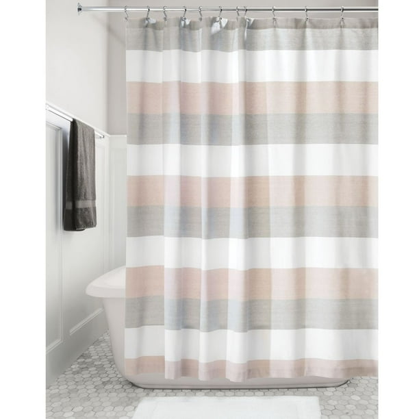 iDesign Multicolor Striped Polyester,Cotton Shower Curtain, 72" x 72