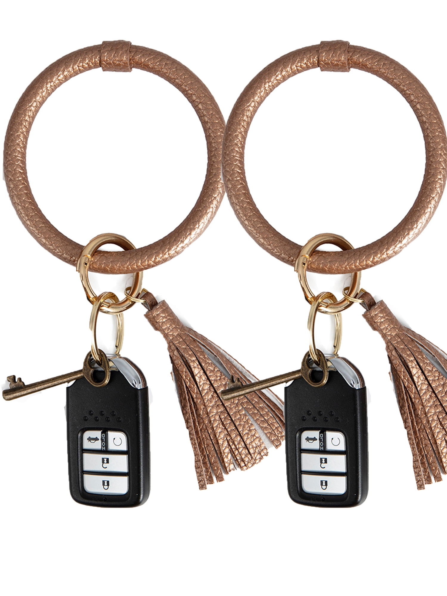 LELINTA 2PCS Handmade Wristlet Keychain Bracelet Bangle Round Key Ring