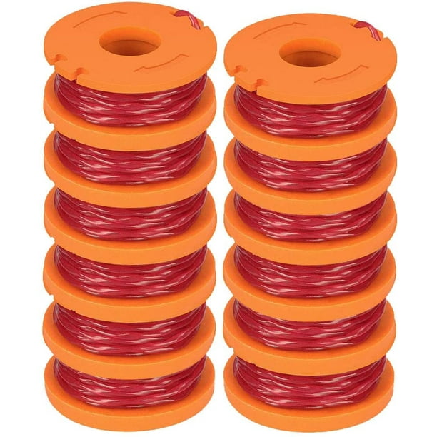 Replacement Trimmer Spool Line compatible with Worx WG154 WG163 WG160 WG180 WG175 WG155 WG151 String Trimmer 12 Spools 3 Caps
