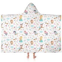 Colorful Forest Princess Pattern Hooded Bath Towel,60"x35" for Ages 3 To 12 Kids, Quick Dry Lightweight Soft Microfiber Hood Beach Towel Cover Up for Kids