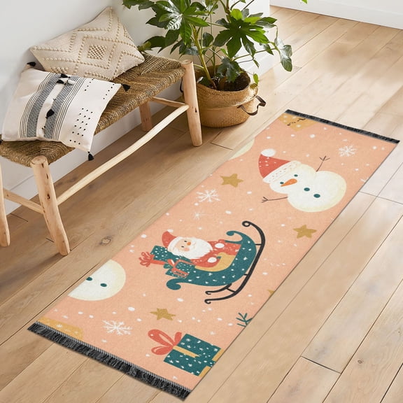 Yayeee Runner Rug for Bedroom 2'x6' Machine Washable Hallway Non Slip Mat, Christmas Santa