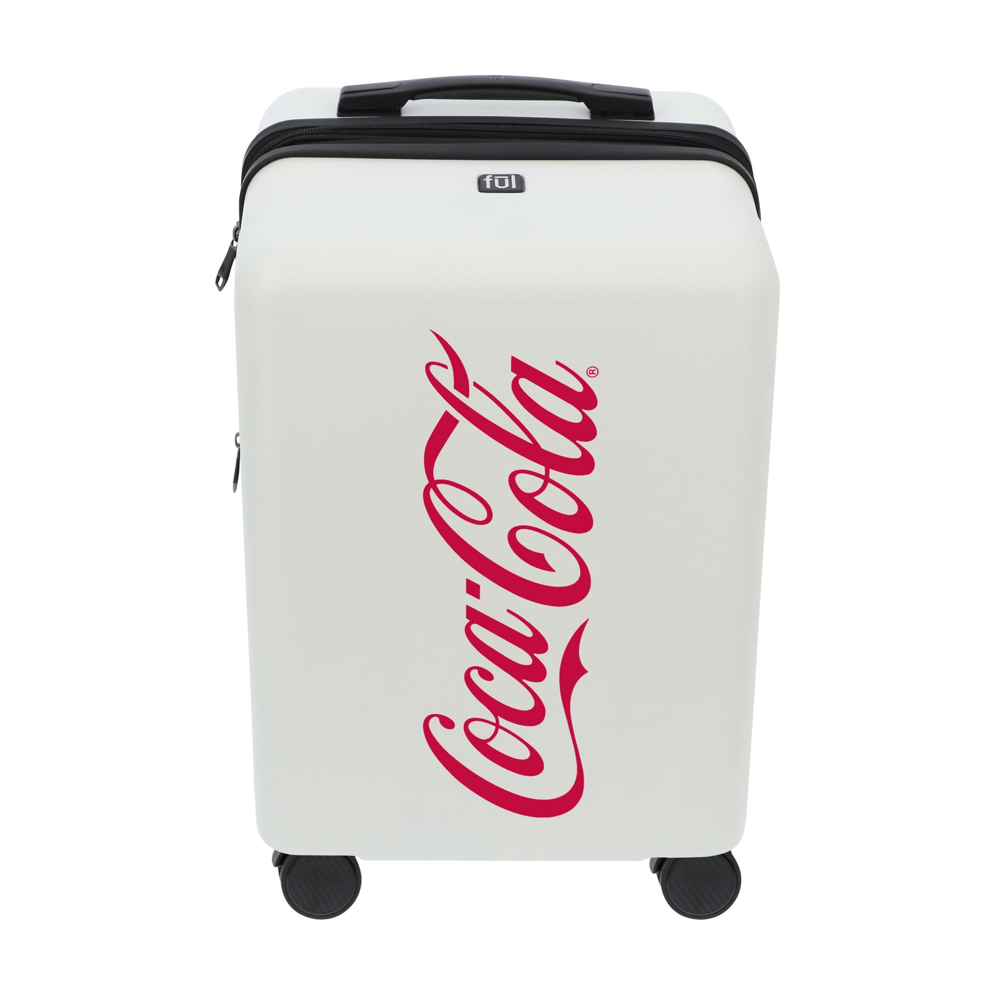 Coca Cola 22.5 Inch Carry On Luggage, Hardshell Rolling Suitcase with Spinner Wheels, White
