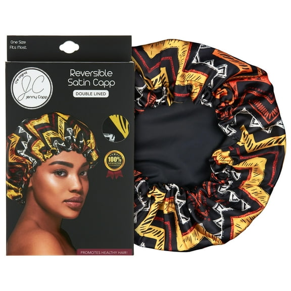 Jenny Capp Reversible Tribal Printed Soft Satin Hair Capp - Multipurpose Shower Cap for Women