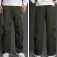 thumbnail image 2 of Kalauyu Men's Baggy Cargo Pants Elastic Waist Drawstring Cargo Pants Casual Joggers Hiking Pants with Pockets, 2 of 9