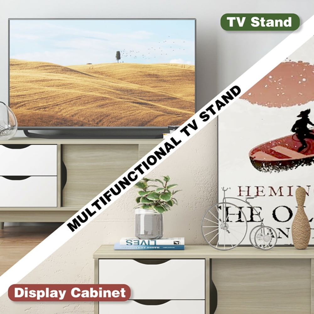Finihen TV Stand, TV Cabinet, TV Stand for TV Up to 60 Inch Media Console Table Storage with Doors, Media Entertainment Center with Storage, for Living Room, Bedroom, Gray