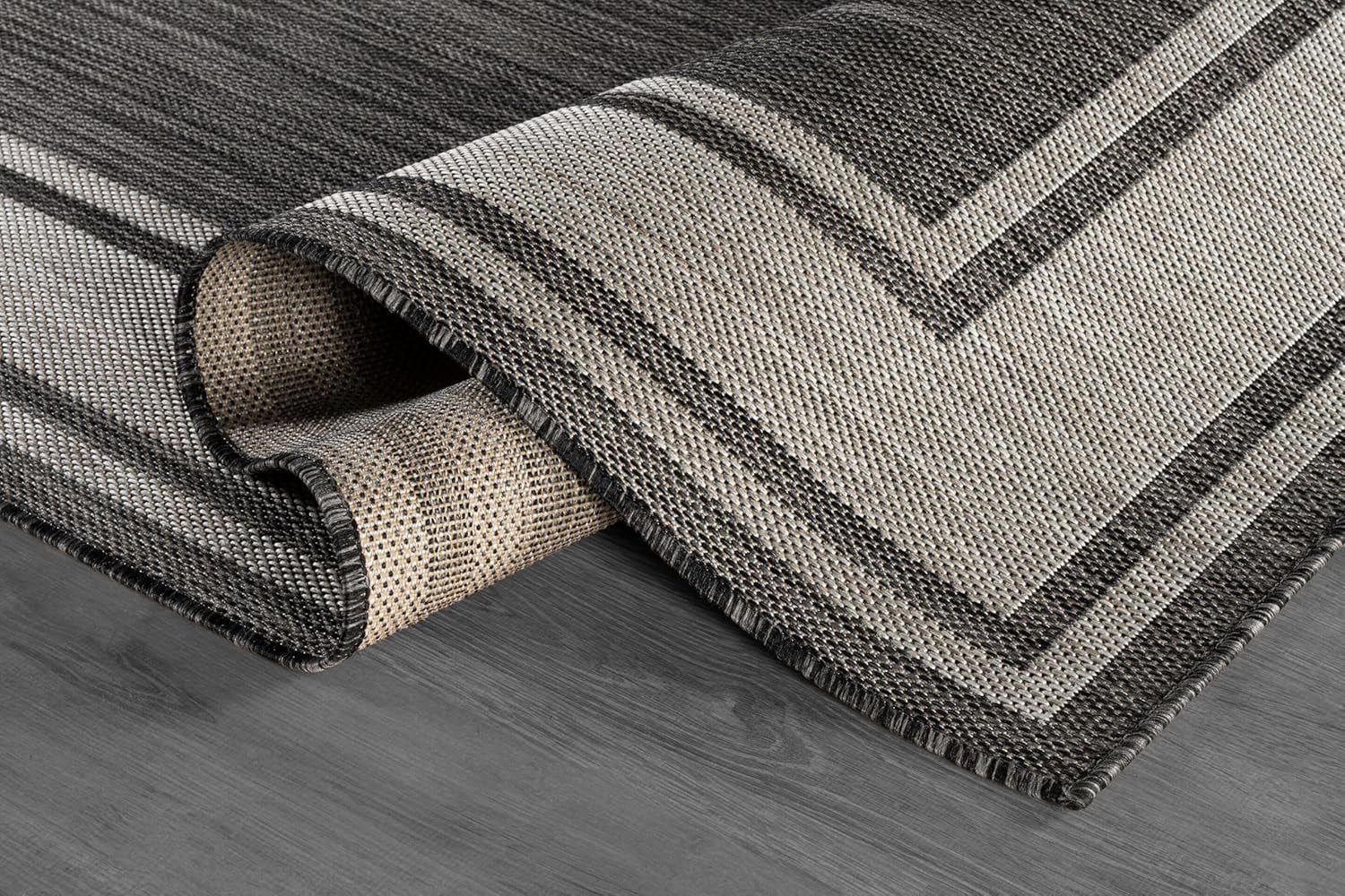 Beverly Rug Floral Bordered Washable Outdoor Indoor Area Rugs 9x12 Dark Gray
