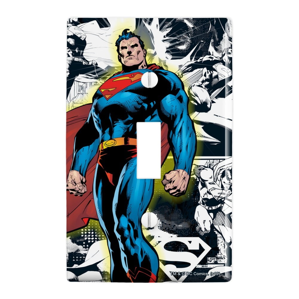 SUPERMAN SUPERHERO COMICS DUPLEX OUTLET WALL PLATE COVER BOYS BEDROOM HOME DECOR 