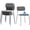 Grey, variant on Black Stacking Chairs with Upholstered Fabric Seat and Back, Armless Guest Chairs with Metal Frames, Stackable Reception Chair for Waiting Area, School, Conference Room, and Church, Set of 4.