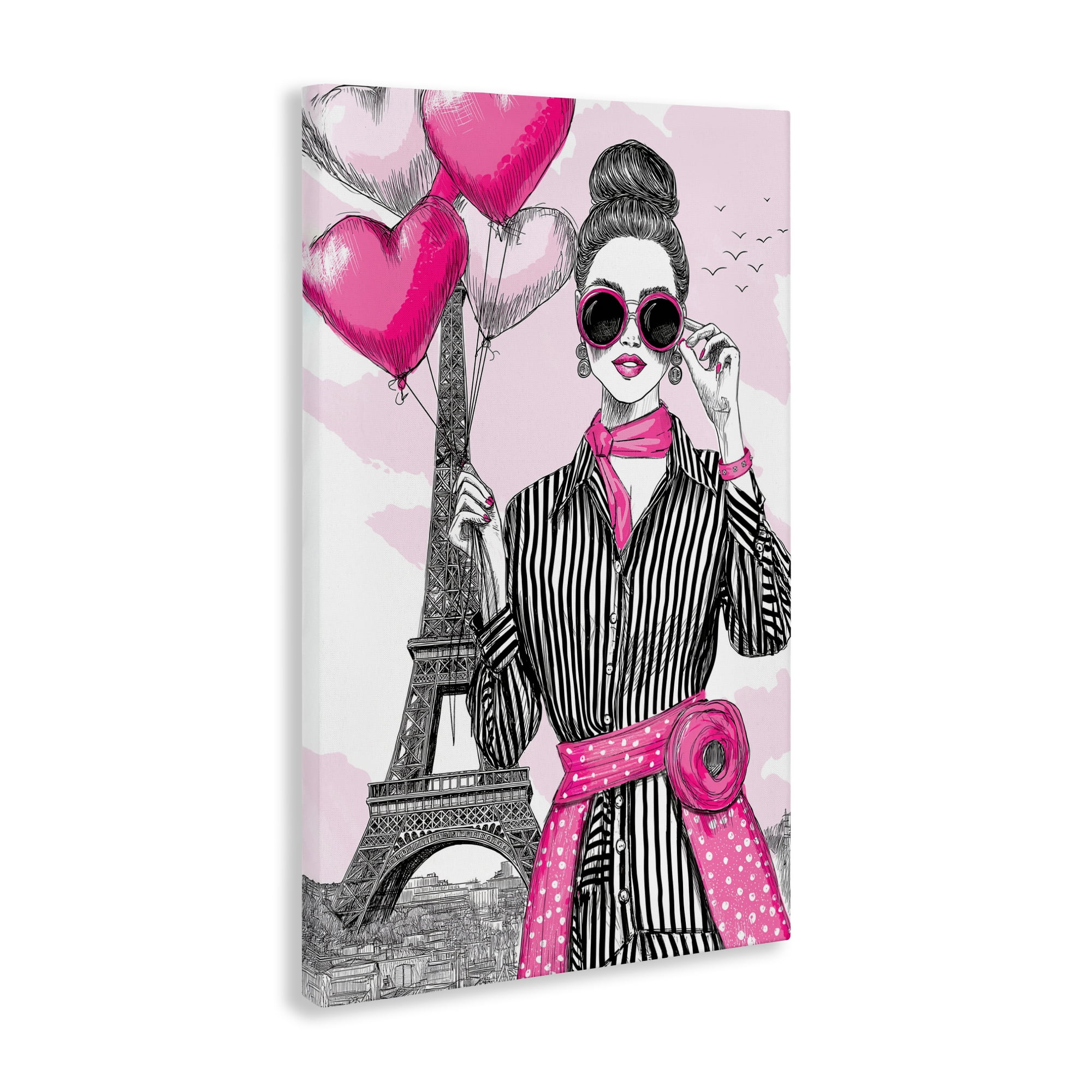 Stupell Industries Parisian Chic Woman with Balloons Canvas Wall Art, design by Jess Stempel