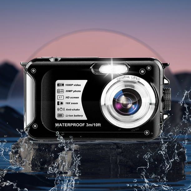 Cámara digital de 30 megapíxeles. Pantalla de 7 pulgadas. Toma fotos y videos. Zoom digital antivibración de 16x y enfoque inteligente.